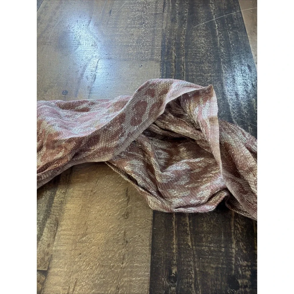 Giftcraft‎ Viscose Scarf Wrap Mauve Pink Silver Shimmer Crinkle Fringe Stole 72